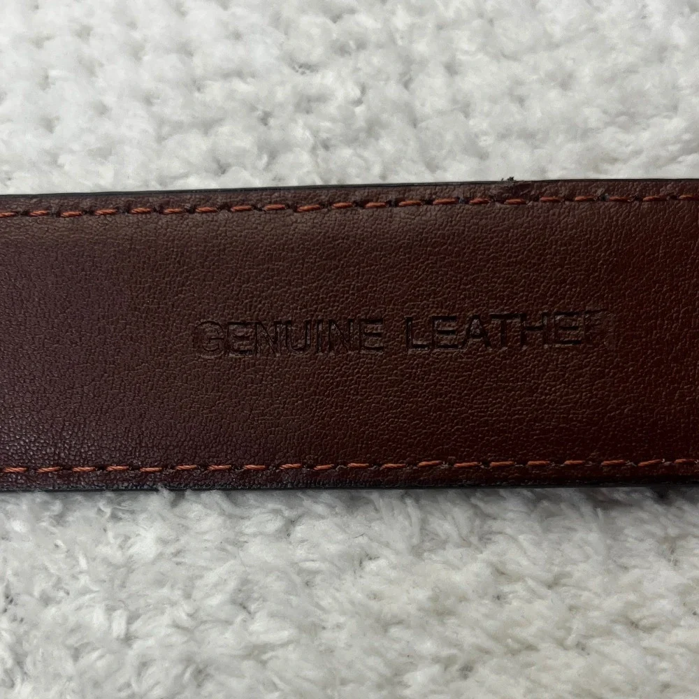 Jos.‎ A. Bank Mens 38 Cognac Brown Croc Embossed Leather Western Buckle Belt T46